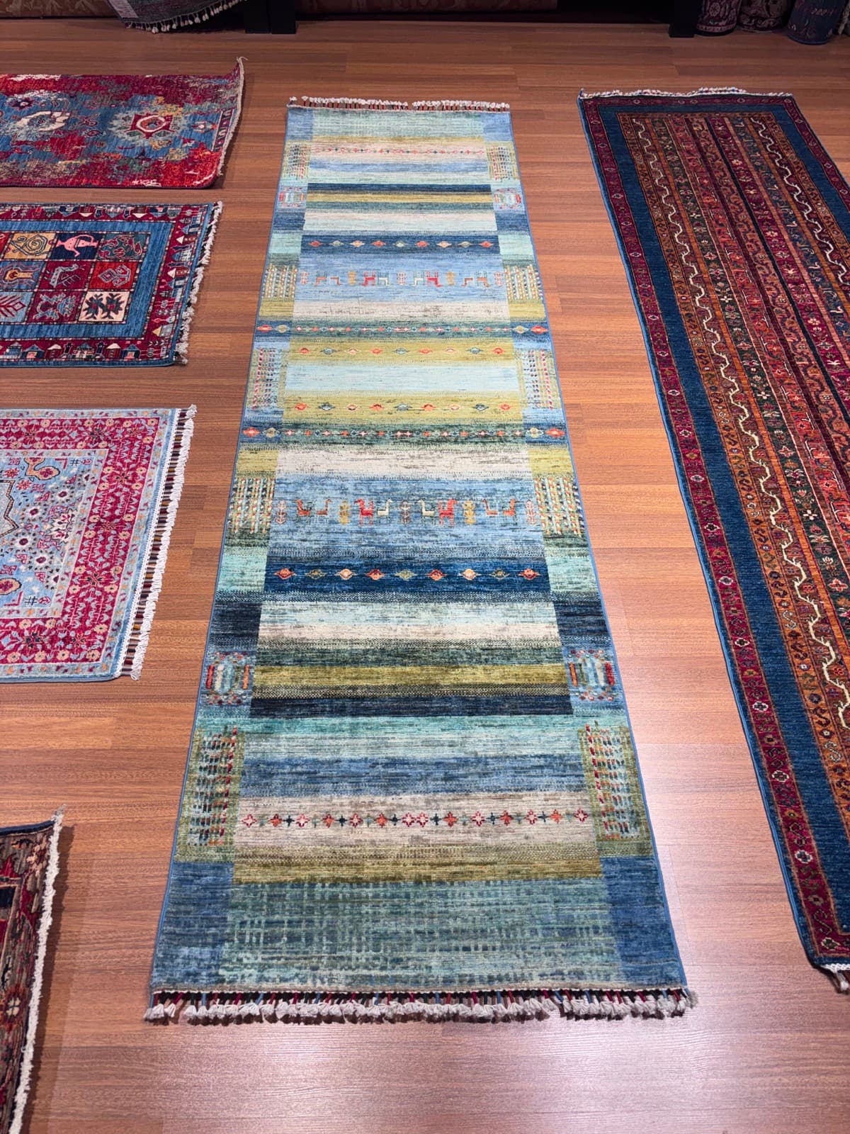 Meadow Stripe Runner — handmade Turkish Gabbeh rug, wool