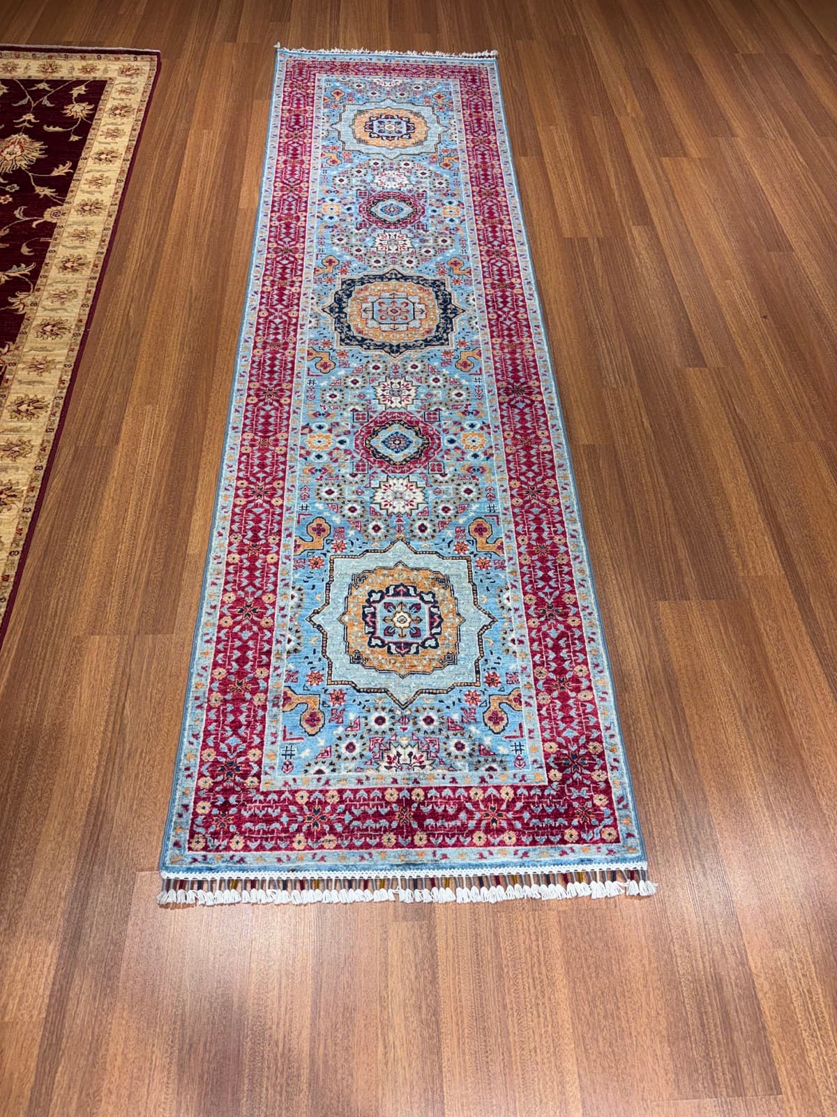 Frost Medallion Runner — handmade Turkish Mamluk rug, wool