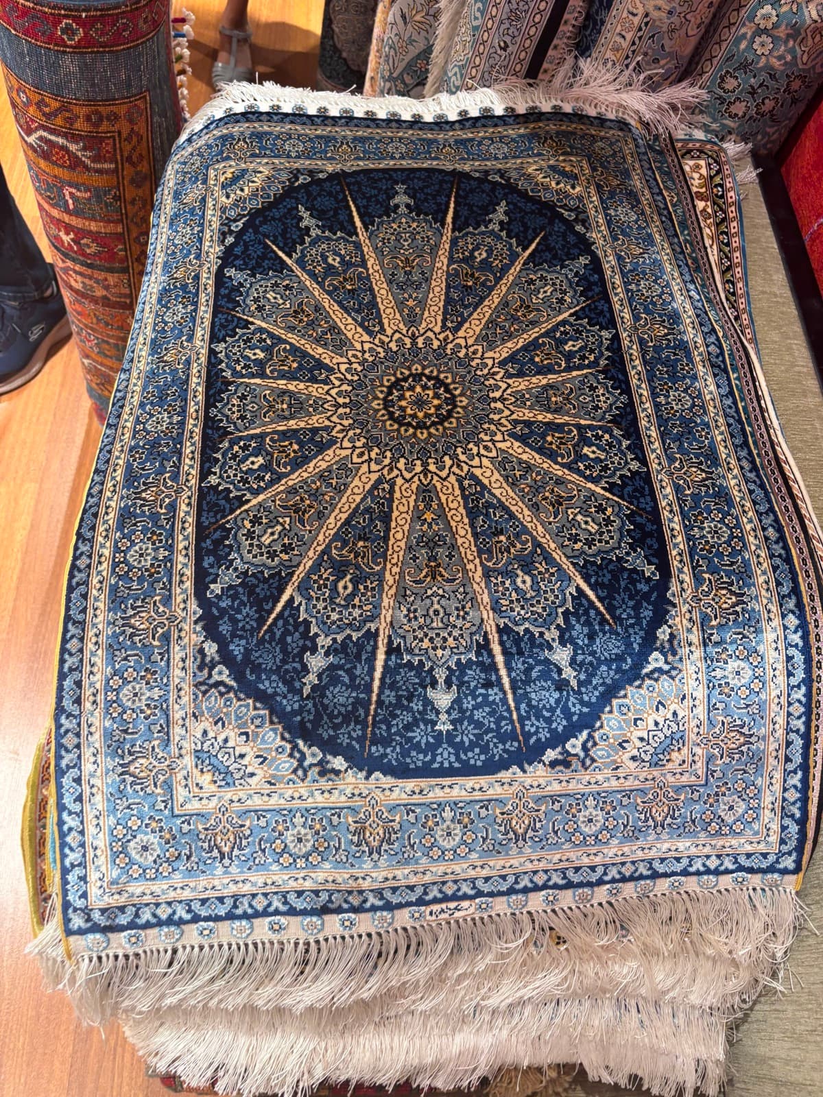 Amethyst Starburst — handmade Turkish Medallion (Hereke-style) rug, wool & silk