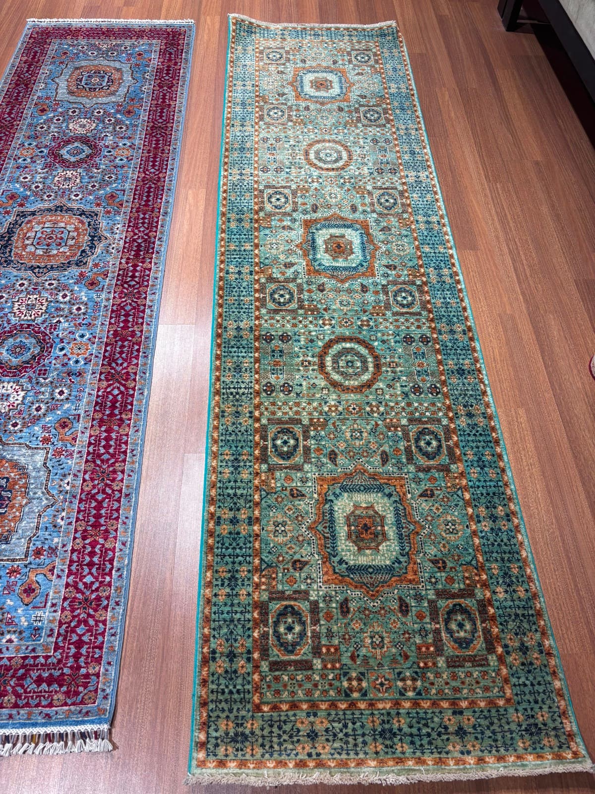 Jade Star Runner — handmade Turkish Mamluk rug, wool