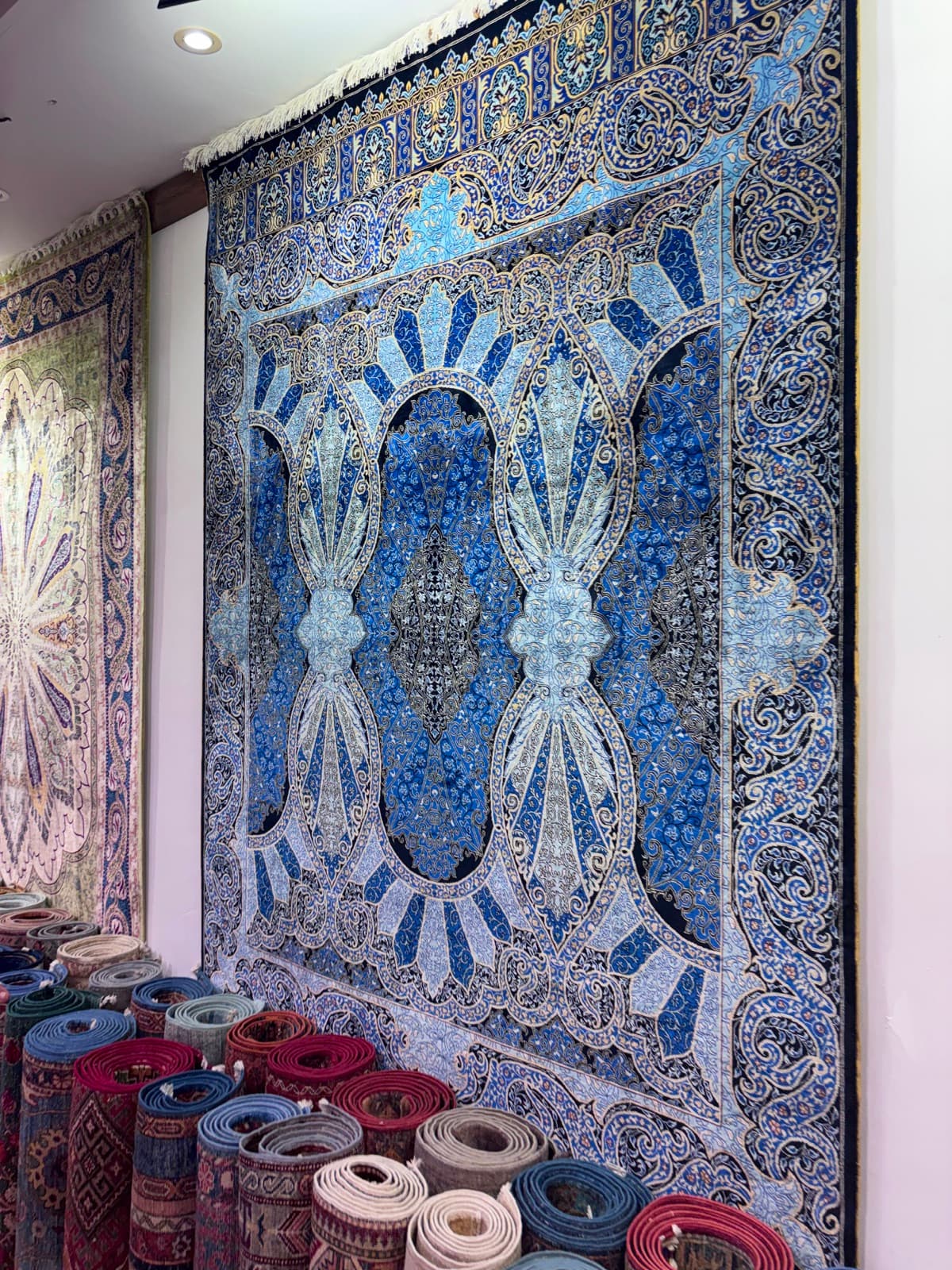 Indigo Pavilion — handmade Turkish Hereke rug, silk